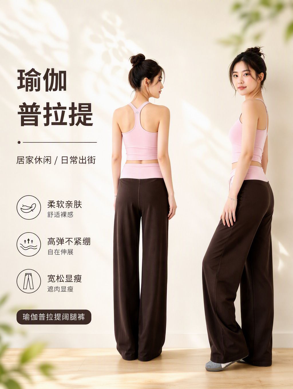 Color-block wide-leg yoga pants, quick-dry fabric