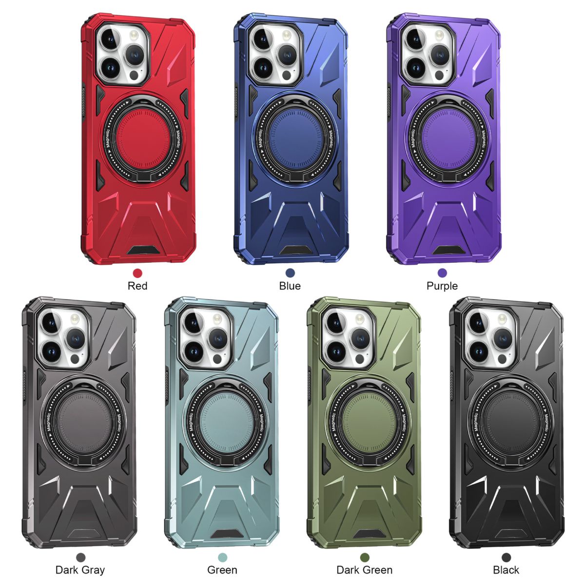 Phone case for iPhone 15 Pro Max, magnetic stand, PC+TPU