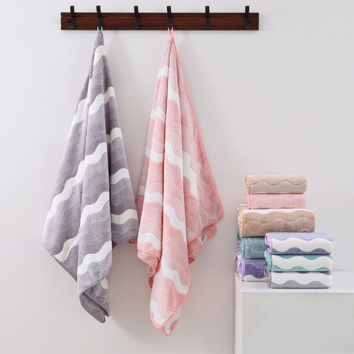 Coral fleece towel set, thick and quick-drying
