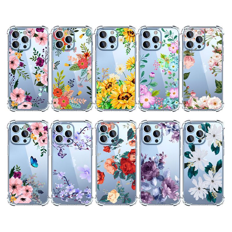 Apple iPhone 16E magnetic case, purple flower pattern TPU+PC