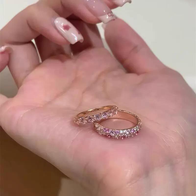 Kiraz çiçeği pembe zirkonyalı kadın yüzüğü