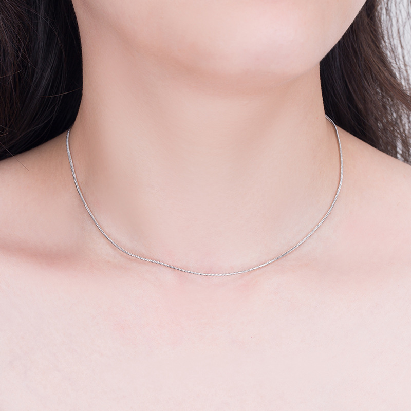 Silver plated neck chain, thin collarbone necklace