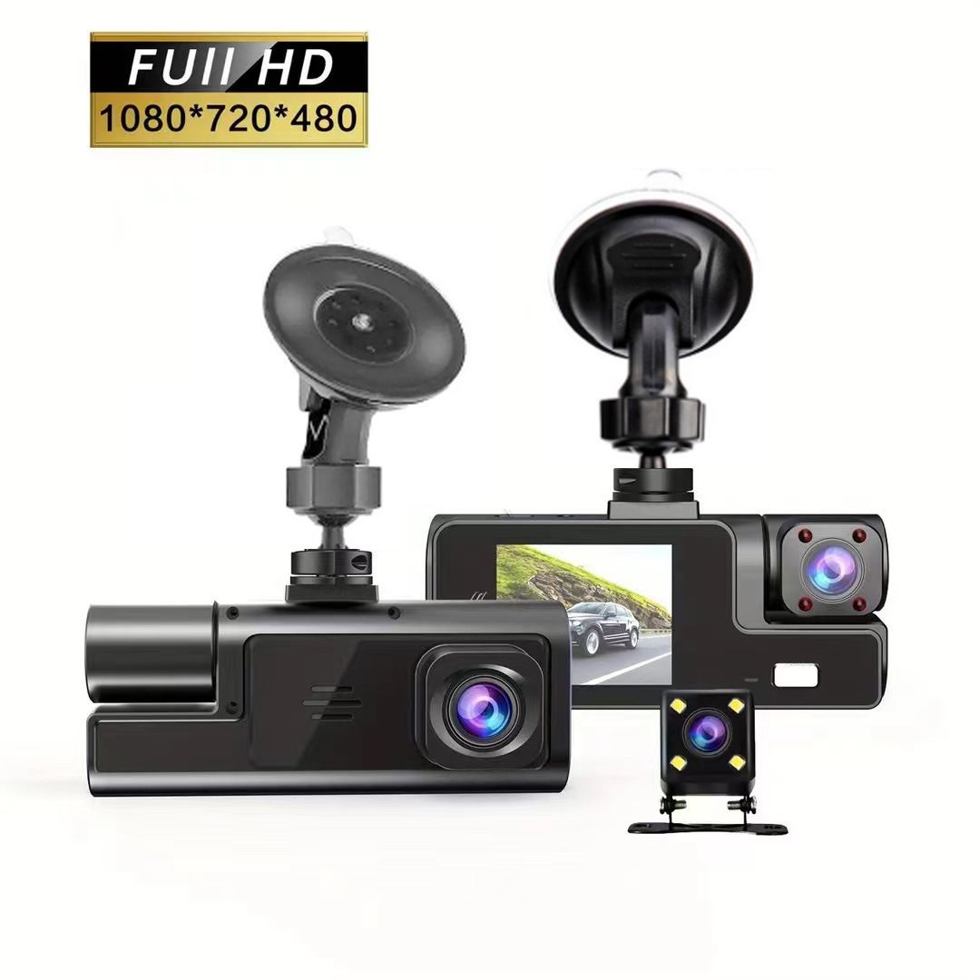 Dashcam, 3-lens, Full HD backup camera, smartphone connected