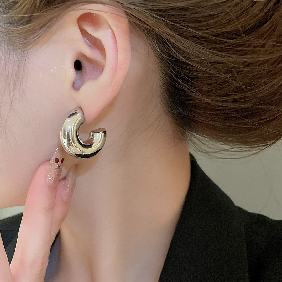 Silver Circle Earrings, Needle Post Studs