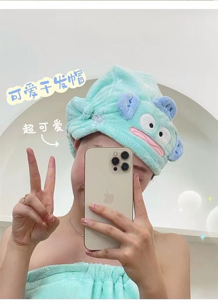 可穿可裹珊瑚绒丑鱼浴巾女毛巾干发帽三件套新款大人吸水浴裙