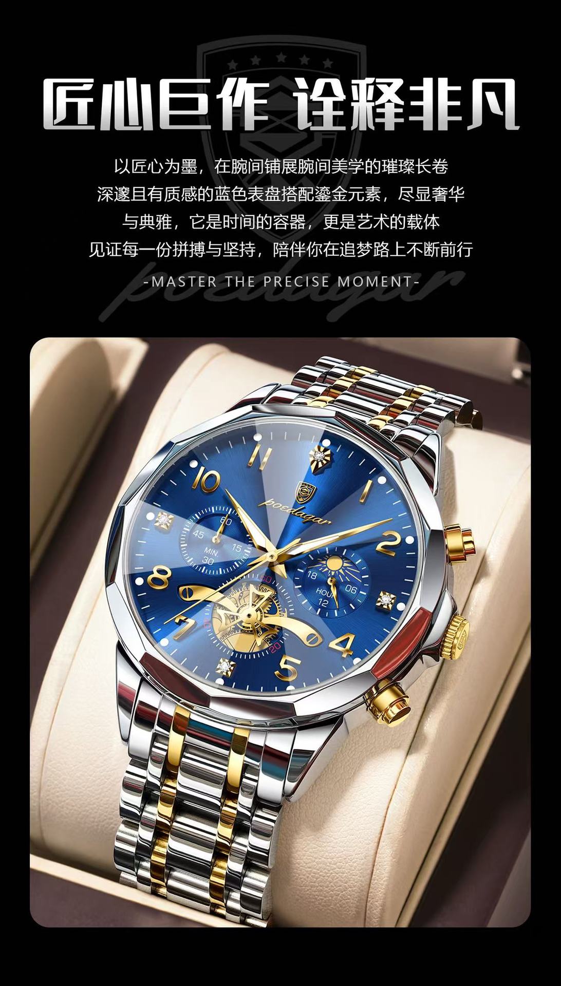 Herrenuhr, wasserdicht, Quarz, modernes Design