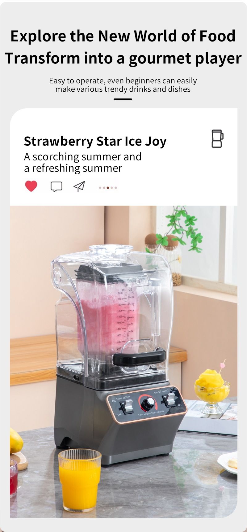 Gewerbliche Eiszerkleinerermaschine, multifunktional, große Kapazität