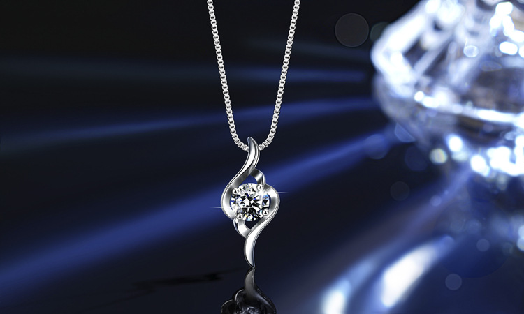 Moissanit-Anhänger-Halskette S925 Sterlingsilber rhodiniert