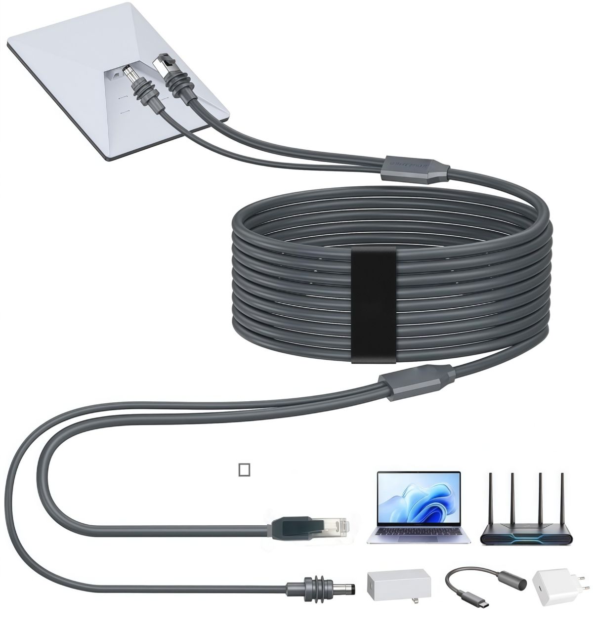 Gen4 oxygen-free copper network extension cable, 2-in-2 LAN