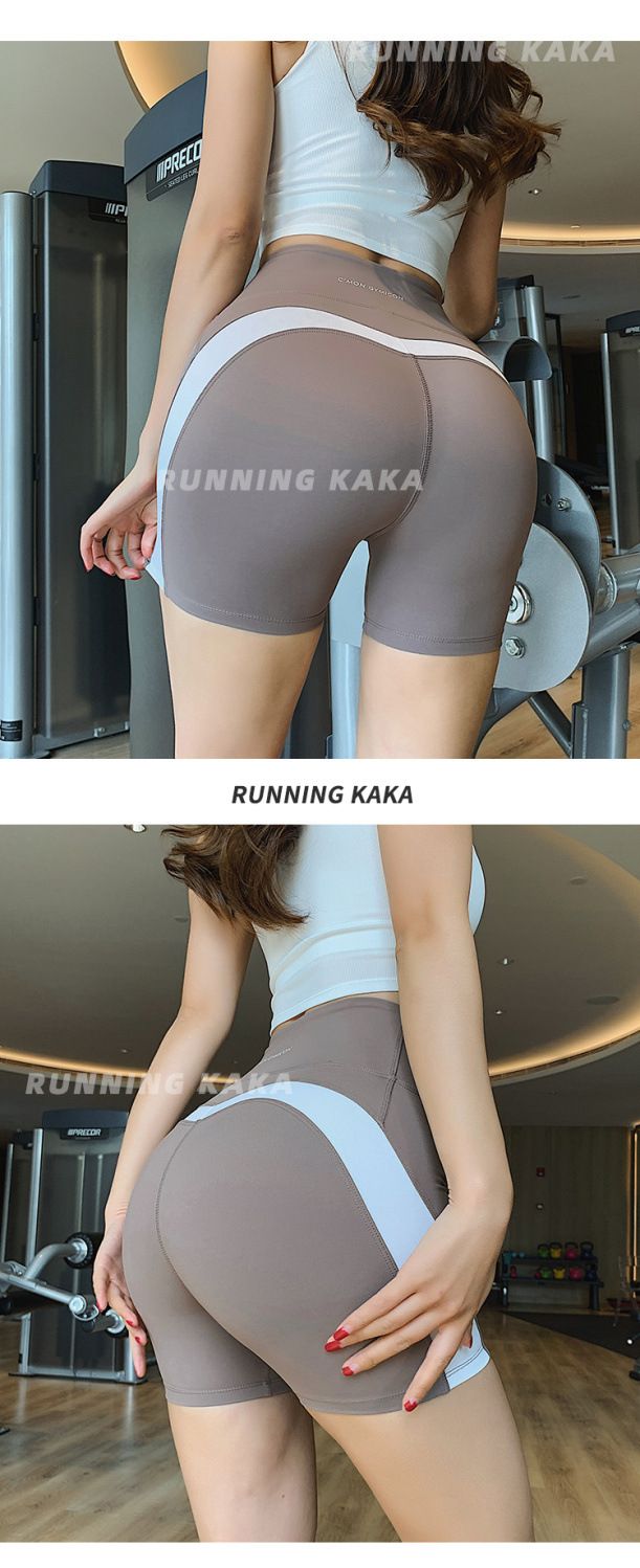 Yeni dış giyim yoga pantolonları, dar elastik parlama önleyici şeftali popo spor fitness pantolonları, kalça kaldırıcı yüksek belli çabuk kuruyan şortlar