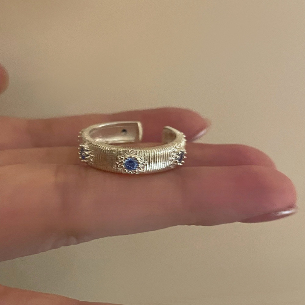 S925 sterling silver adjustable ring for women, vintage style