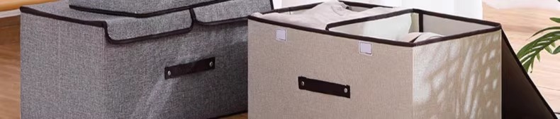 Underwear storage box, foldable, double lid
