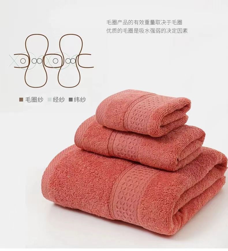 Badetuch-Set, dreiteilig, 100% reine Baumwolle