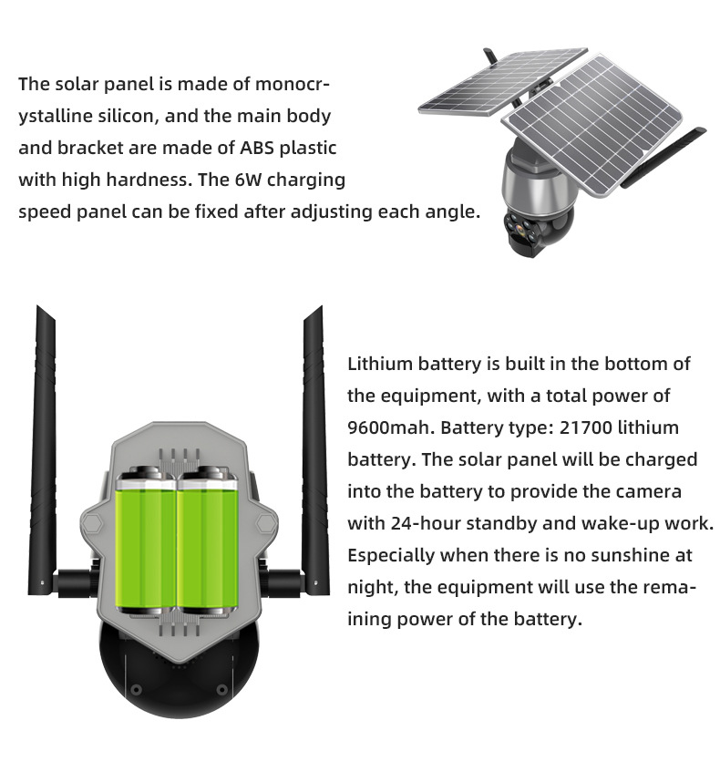 Outdoor PTZ wireless camera solar rechargeable