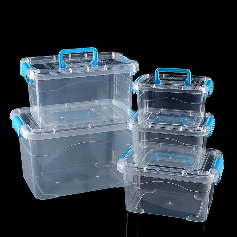 Transparent storage box, thickened plastic, covered design