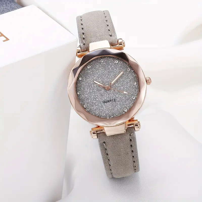 Damen-Quarzuhr mit Sternenhimmel-Design und Glitter