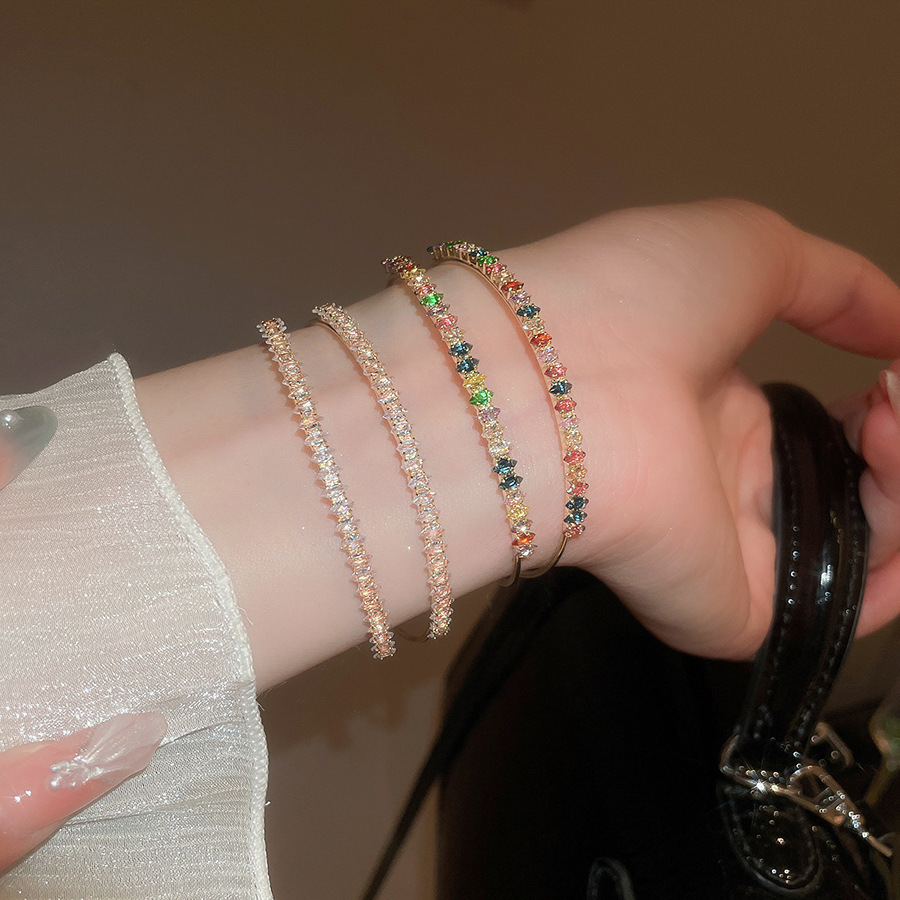 Mehrschichtiges elastisches Strass-Armband, Roségold