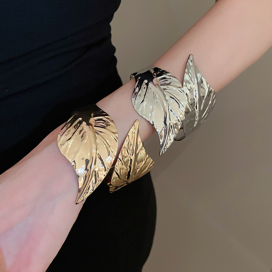 Metal geometric open bangle, gold tone
