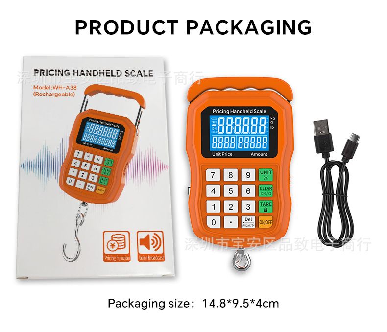 50kg portable electronic scale with voice counting, USB rechargeable