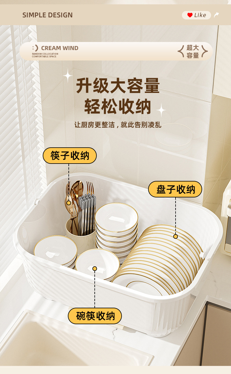 Kitchen storage container, large capacity, dustproof lid