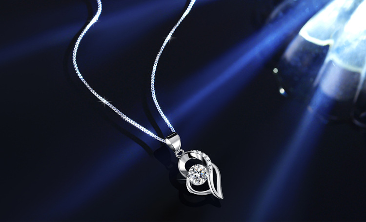 Moissanit-Anhänger-Halskette S925 Sterlingsilber rhodiniert