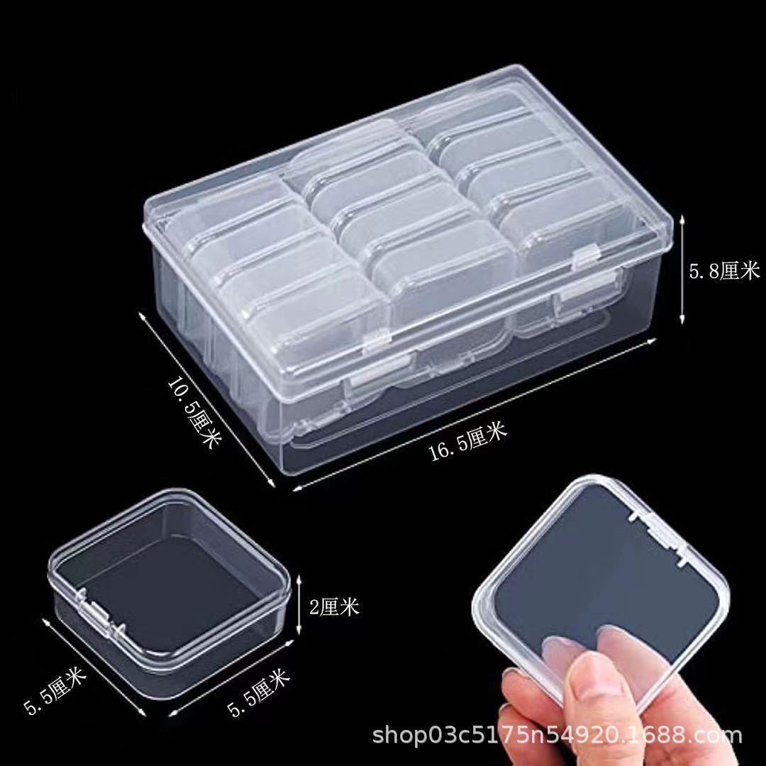 Clear plastic storage box set, square shape, desktop organizer