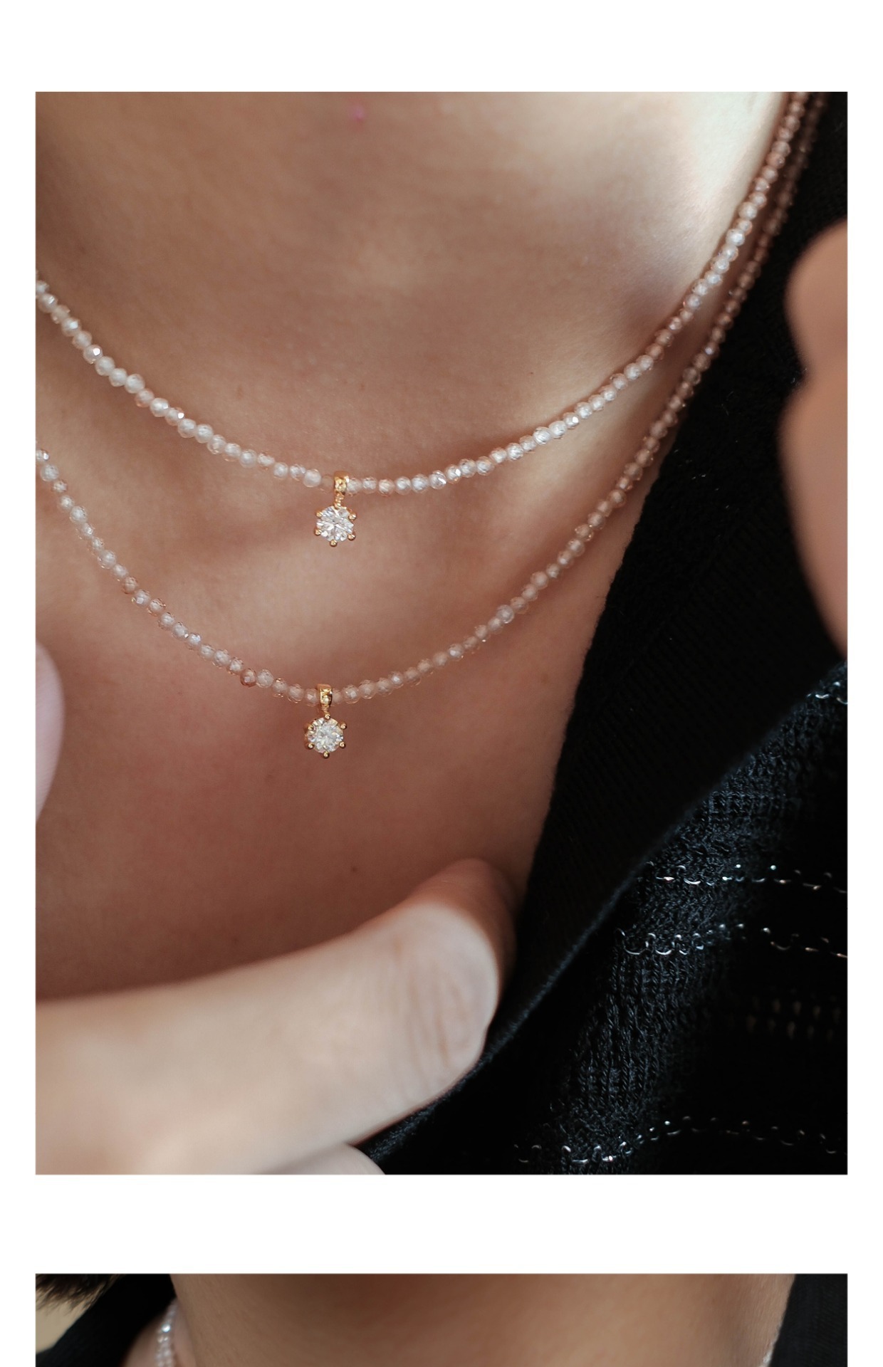 Kolye, Sanswood, gümüş, zirkon ve moissanite