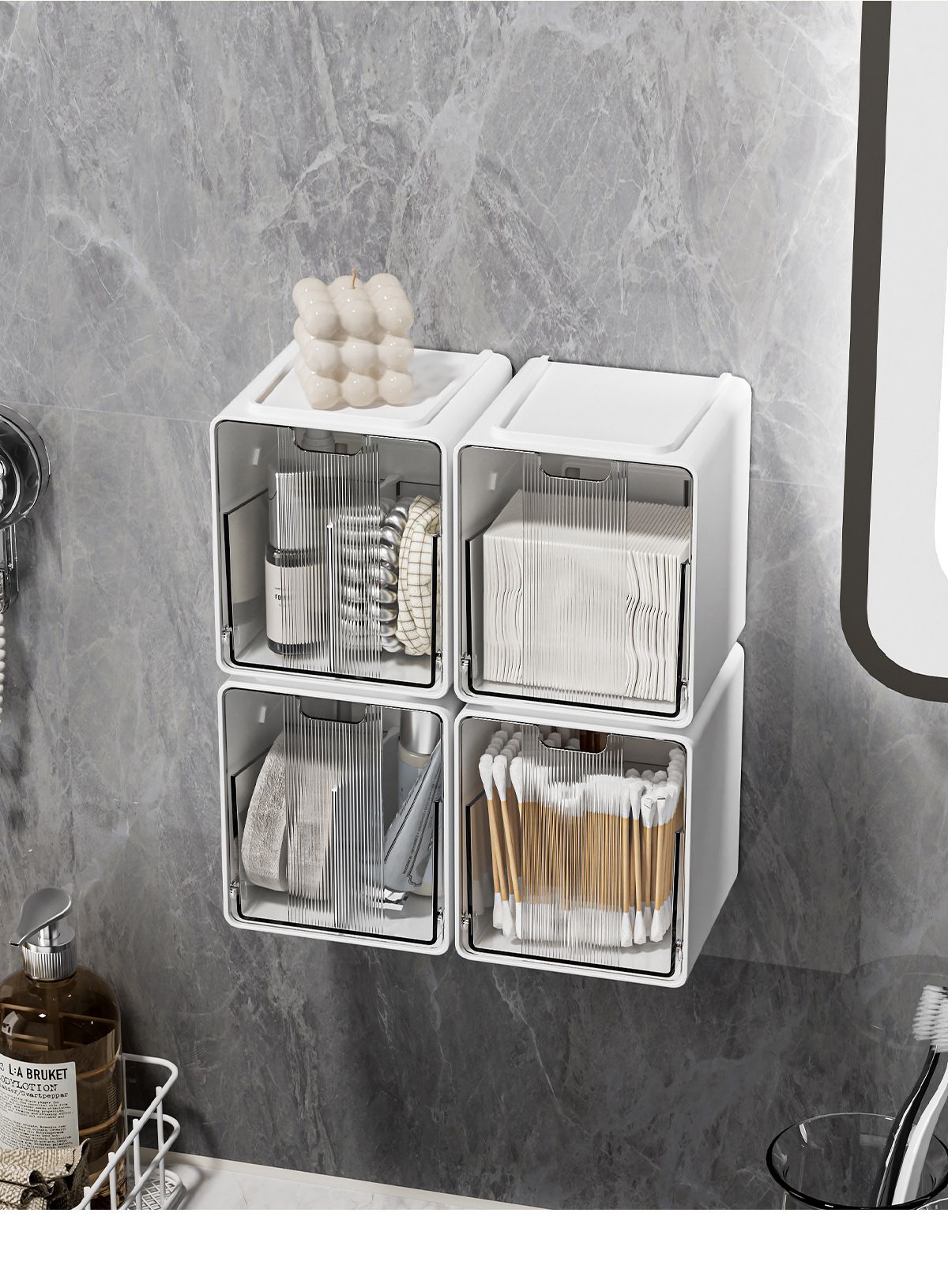 Mirror cabinet storage box, wall-mounted