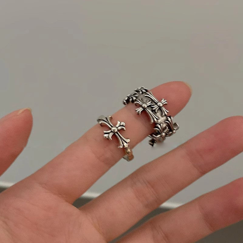 Punk-Kreuzring Damen, Vintage Y2K Doppelring