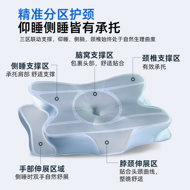 记忆棉蝴蝶枕透气护颈枕侧睡成人枕头承托感颈椎枕深睡眠蝶形枕头