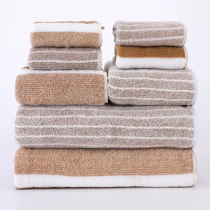 Coral fleece towel set 8-piece striped design