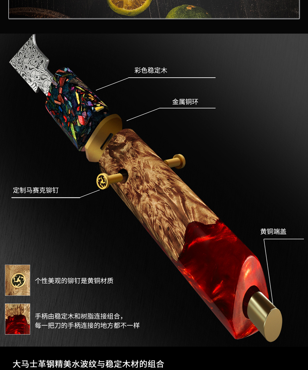 67-schichtiges Damaszener-Messer mit japanischem AUS-10-Stahl, Holzgriff