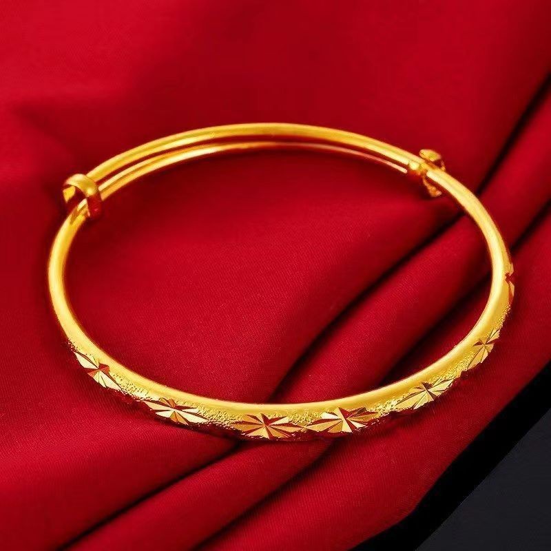 Thin sliding star pattern bracelet, solid gold-colored