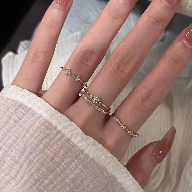 Vintage Cubic-Zirkonia Ring, schlankes Design, offener Ring