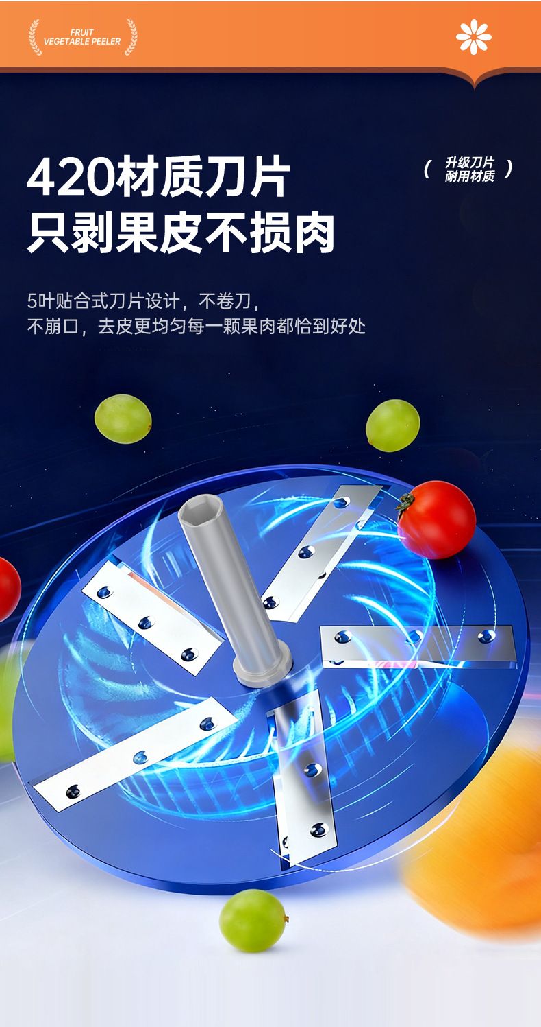 Automatic fruit and vegetable peeler for home and commercial use