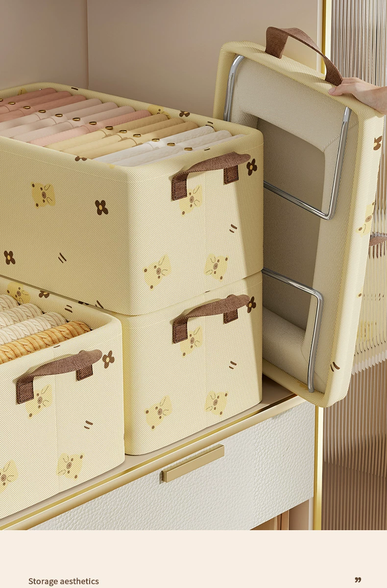 Fabric clothes storage box stackable large capacity