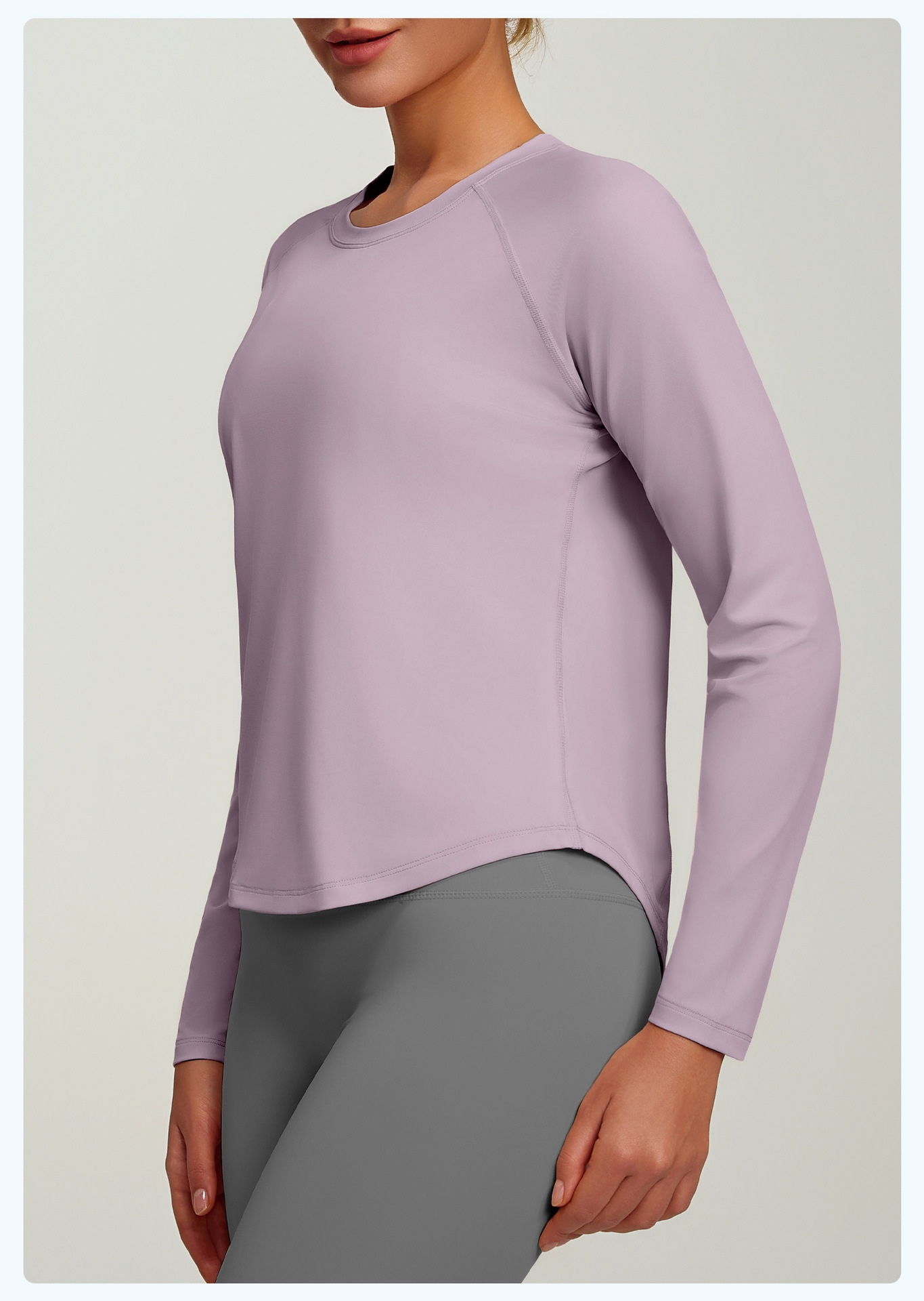 Yoga üst, uzun kollu, ağ kumaş, yüksek elastik