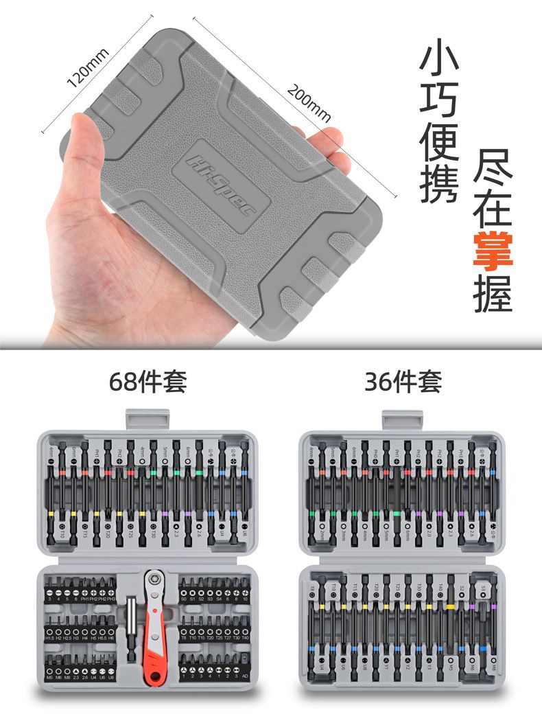 Ratchet screwdriver set with flat, Phillips and Torx bits