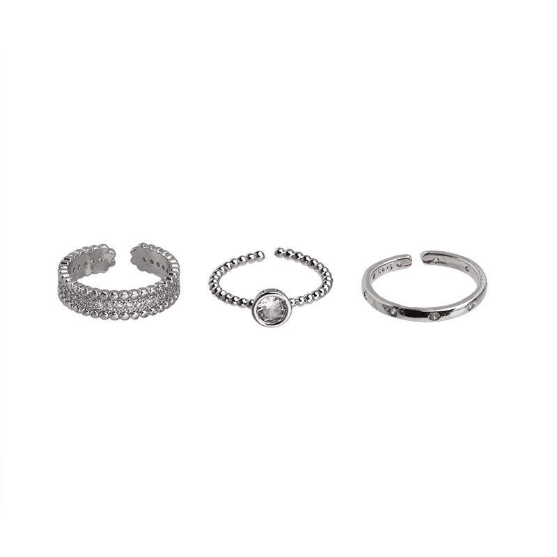 Women's ring, minimalist zircon metal, open design, index finger