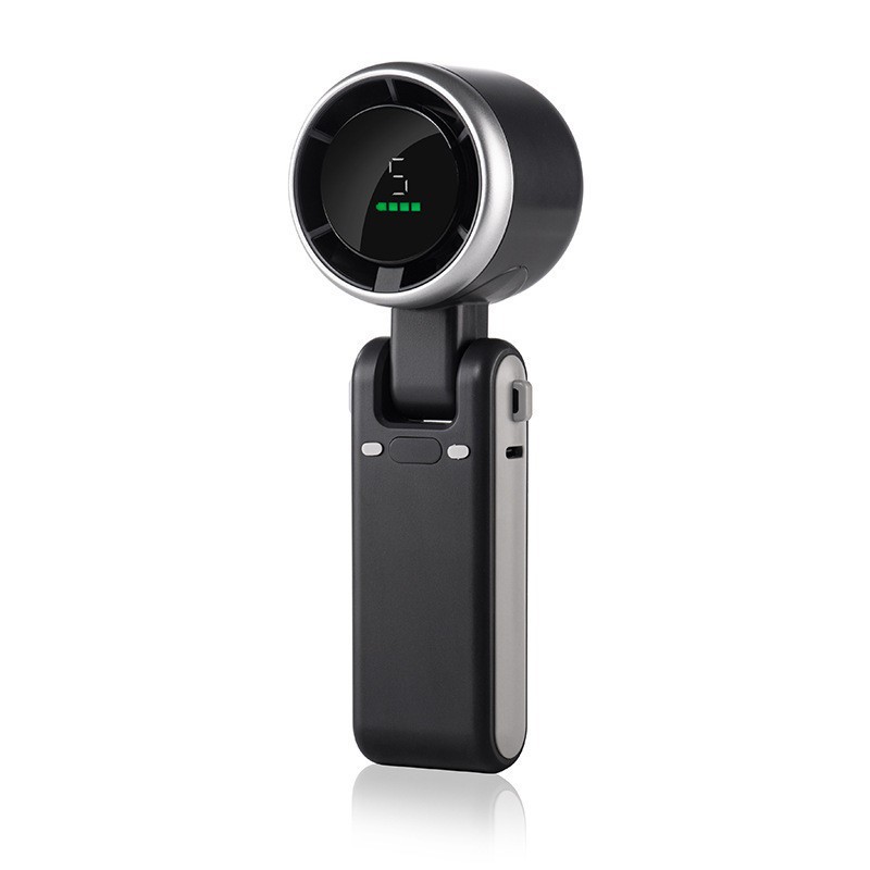 Turbo handheld fan N607, digital display, USB rechargeable, foldable