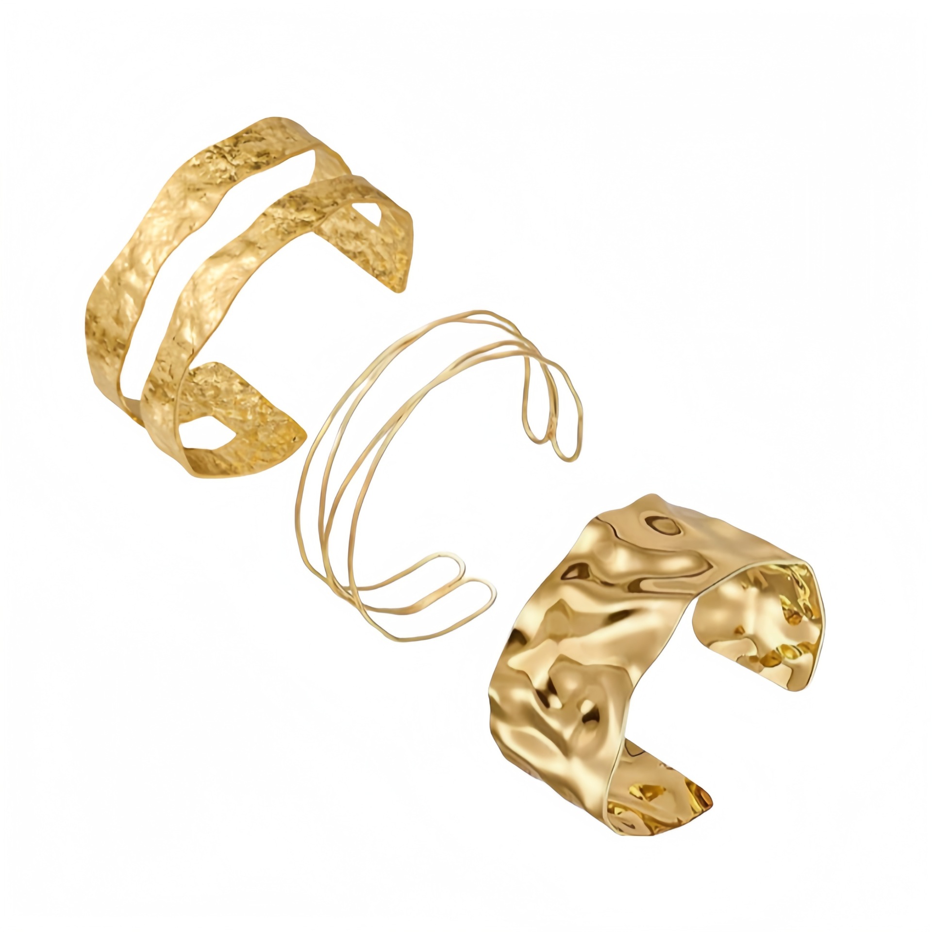 C-Shaped Bracelet, Half-Circle Cut Metal Design