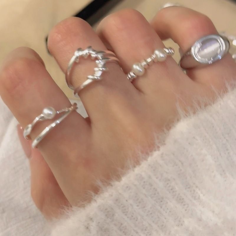 Damen-925er Silber koreanischer verstellbarer Ring, Nischendesign
