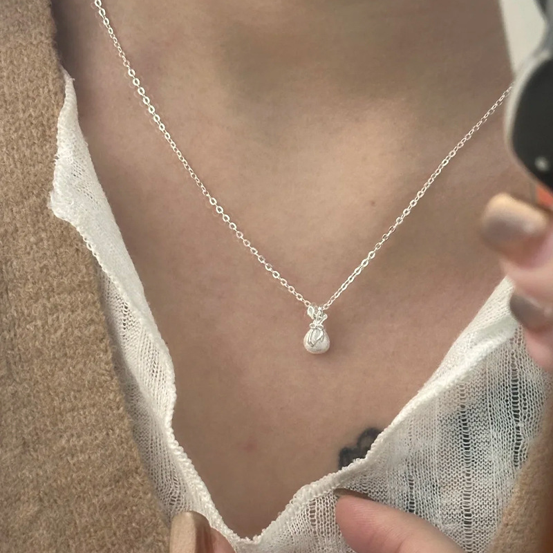 S999 Sterlingsilber Glücksbeutel Halskette Chinesischer Stil