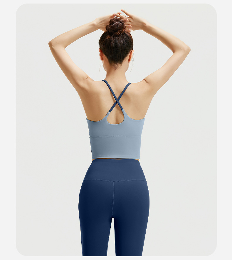 Nahtloses Yoga-Top, stoßdämpfend, Push-up, rückenfrei