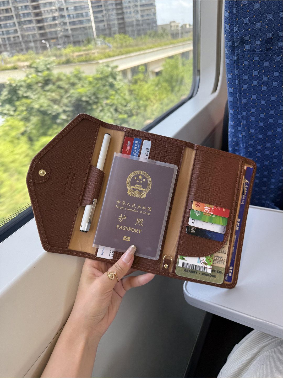 RFID pasaport cüzdanı çok fonksiyonlu belge organizer