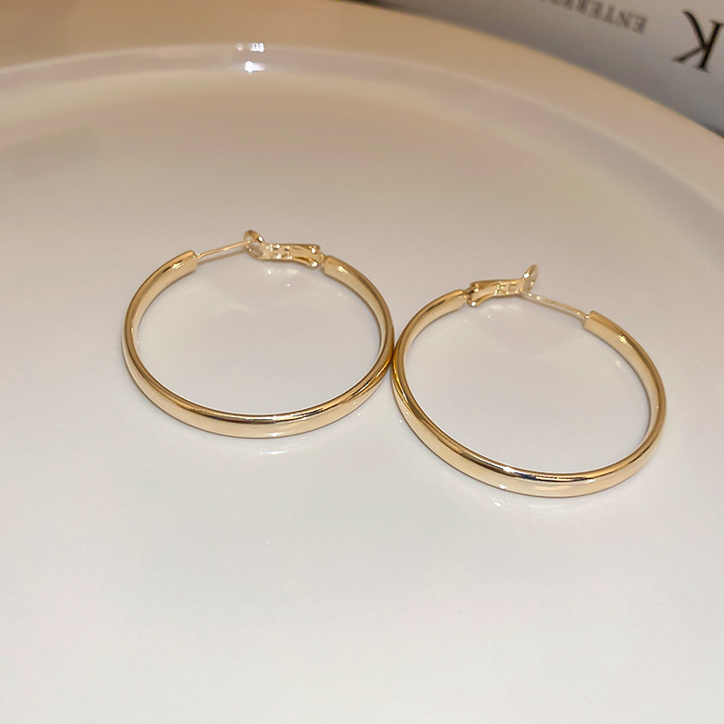 Gümüş iğne yuvarlak küpe, minimalist stil, hafif lüks, çok yönlü