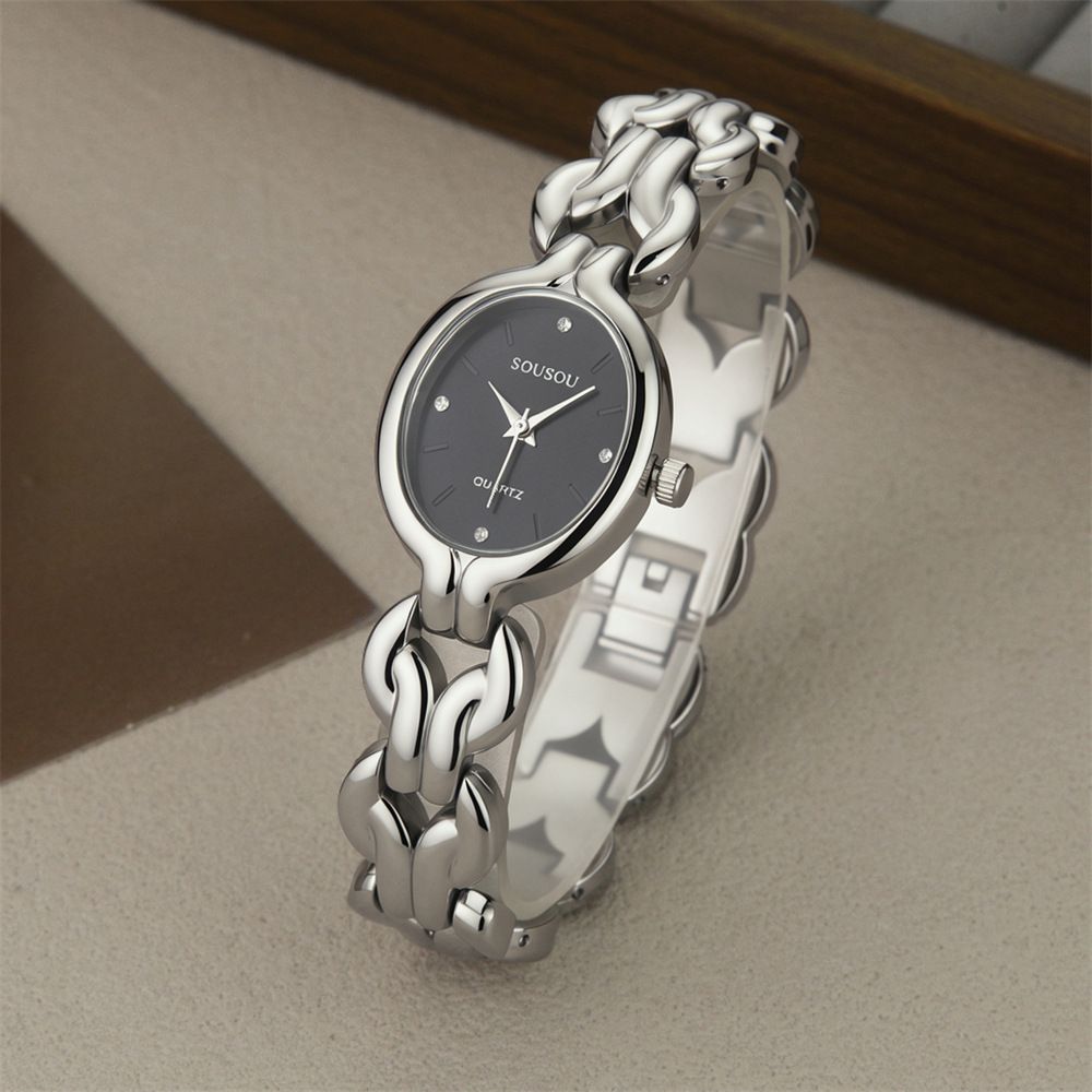 Women's Cuban chain quartz watch multicolor dial