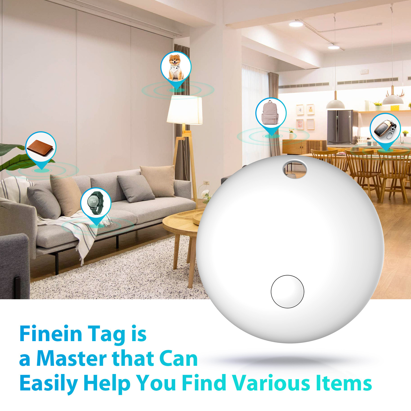 Mini Bluetooth anahtar bulucu, 29mm çaplı, konum takip