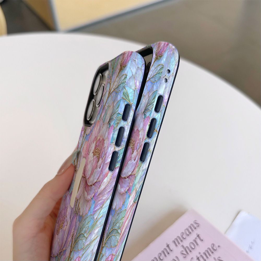iPhone 17 Pro Max case, colorful window, peony design, 2-in-1, magnetic