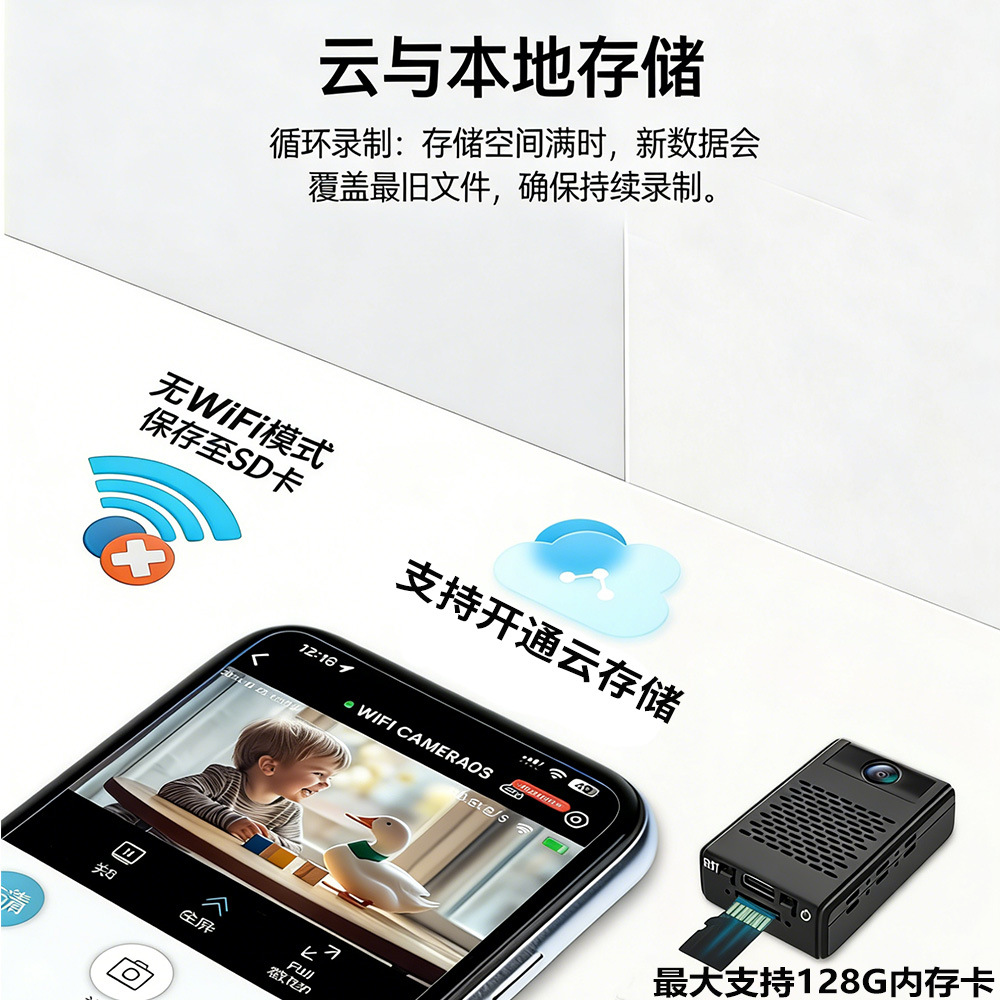 WiFi HD Bebek Izleme Kamerası, Gece Görüşü, İç/Dış Mekan